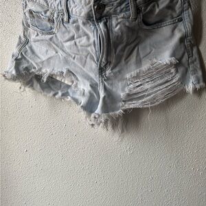 Distressed Light Blue Denim Shorts